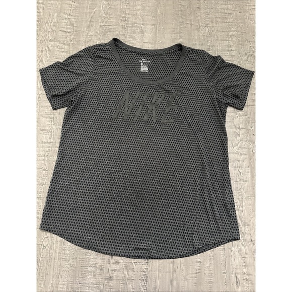 Nike Tee shirt women's Dry fit athletic cut size large black polka dot - Picture 1 of 9